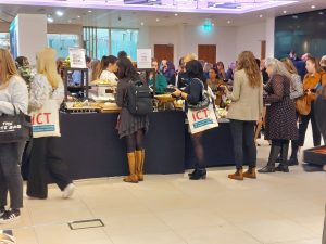 People eating at Women in tech festival lunch