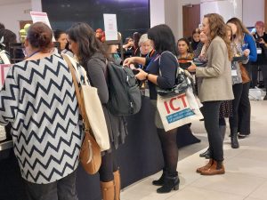 People eating at Women in tech festival lunch