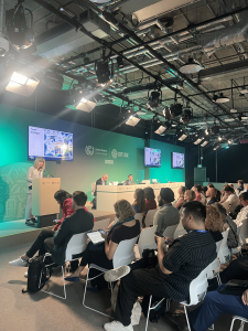 Dr. Britt Wray presenting findings from the lived experience expert dialogues that Connecting Climate Minds has been hosting with youth, Indigenous populations and smallholder farmers